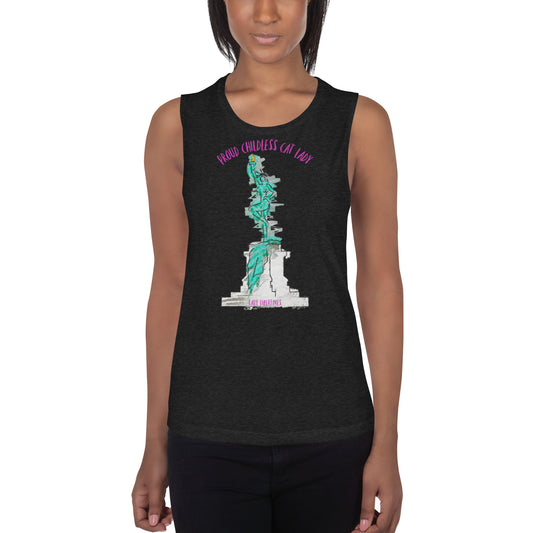 Proud Childless Cat Lady Ladies’ Muscle Tank