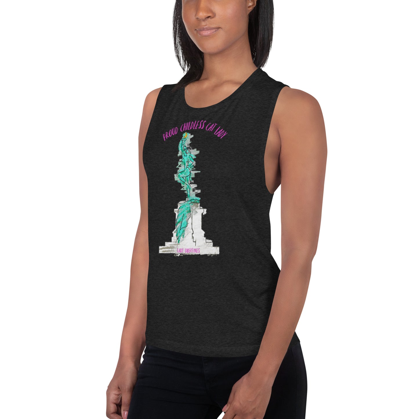 Proud Childless Cat Lady Ladies’ Muscle Tank