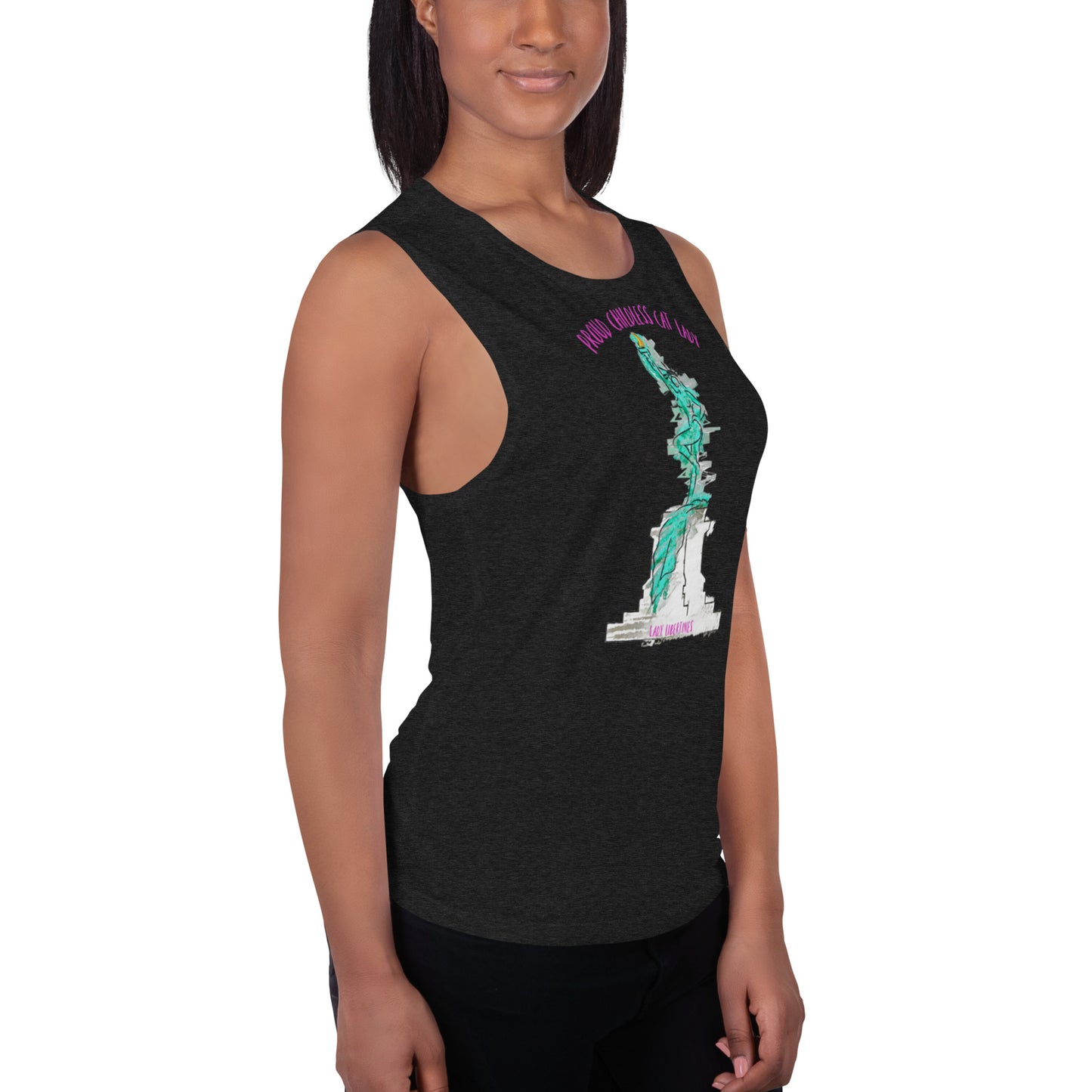 Proud Childless Cat Lady Ladies’ Muscle Tank