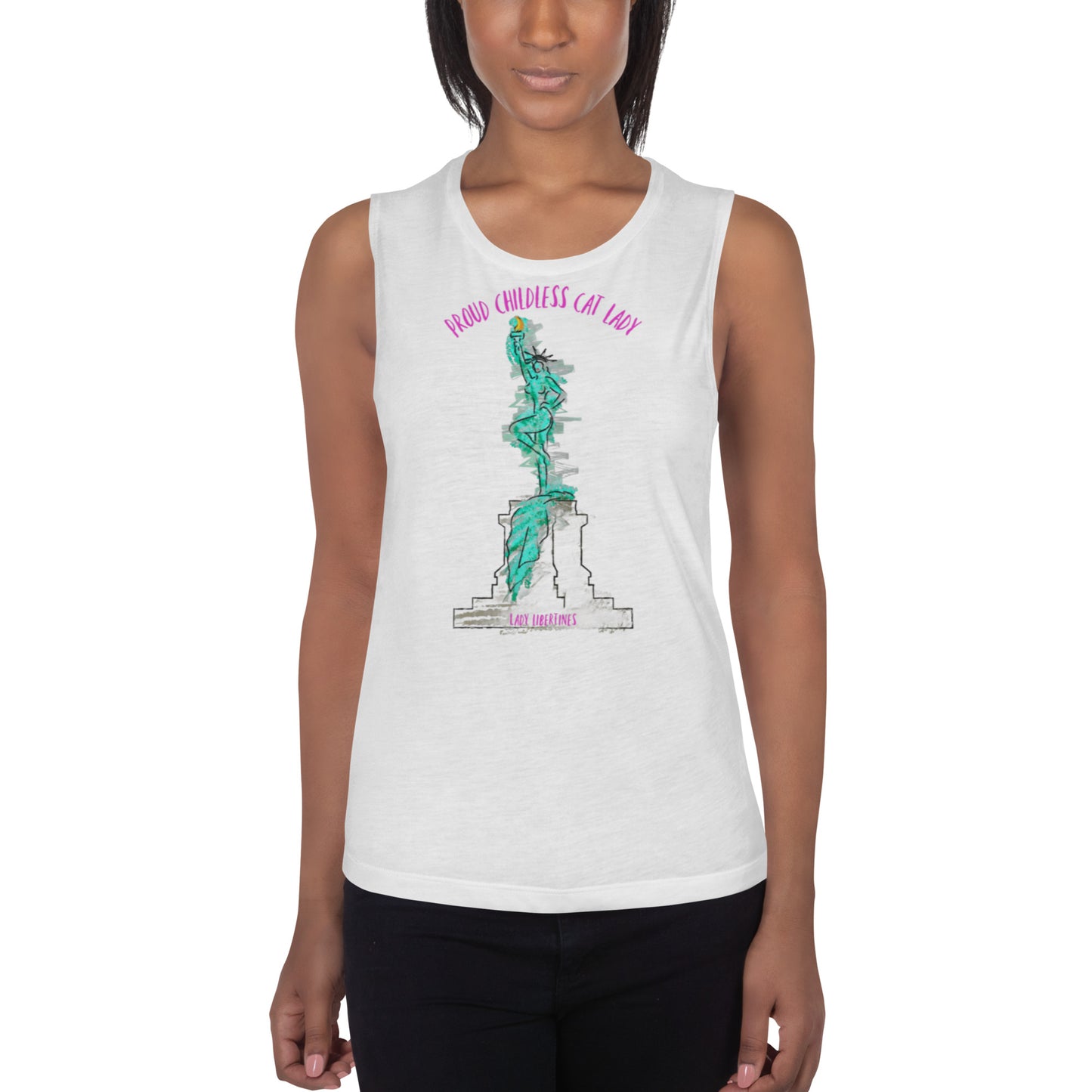 Proud Childless Cat Lady Ladies’ Muscle Tank