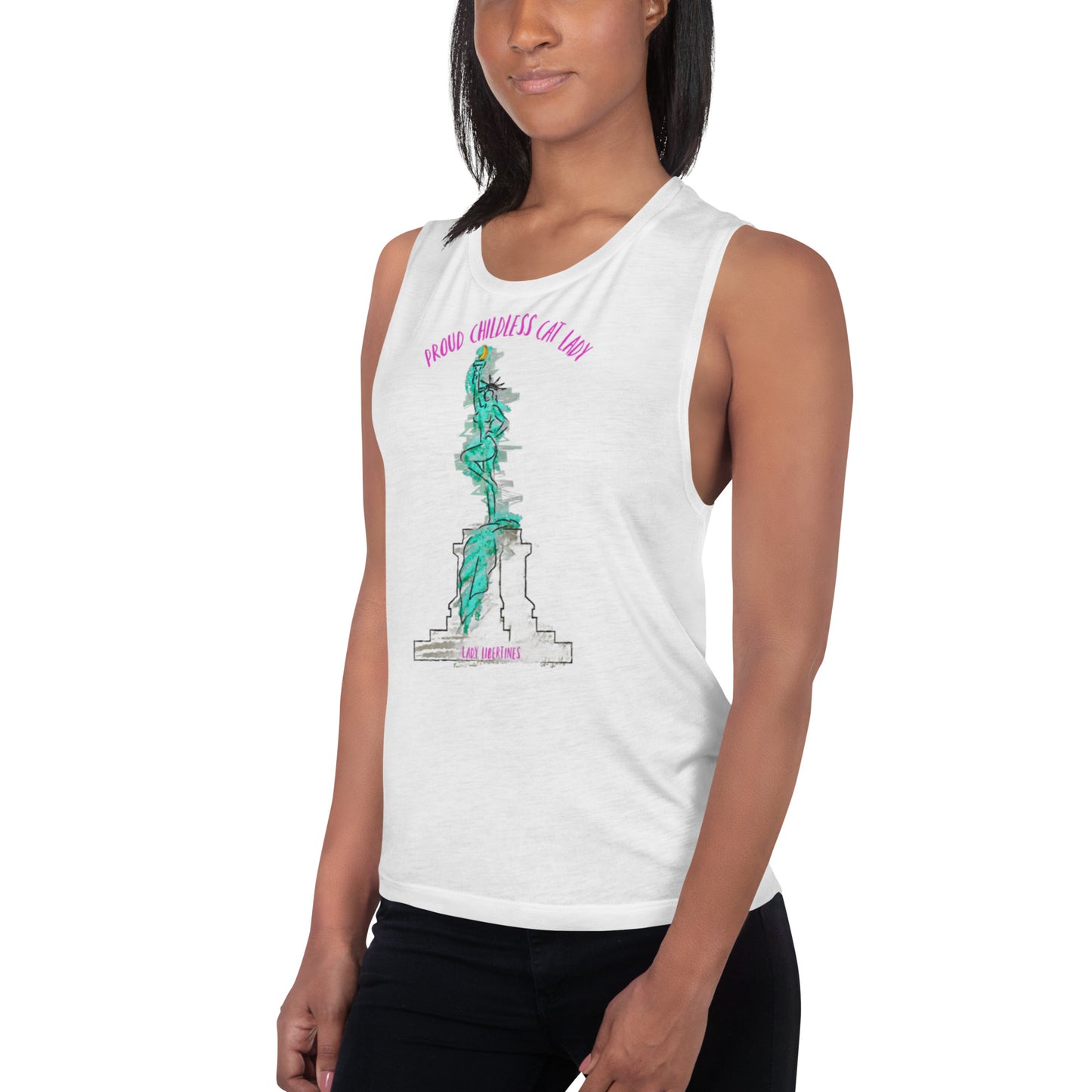 Proud Childless Cat Lady Ladies’ Muscle Tank