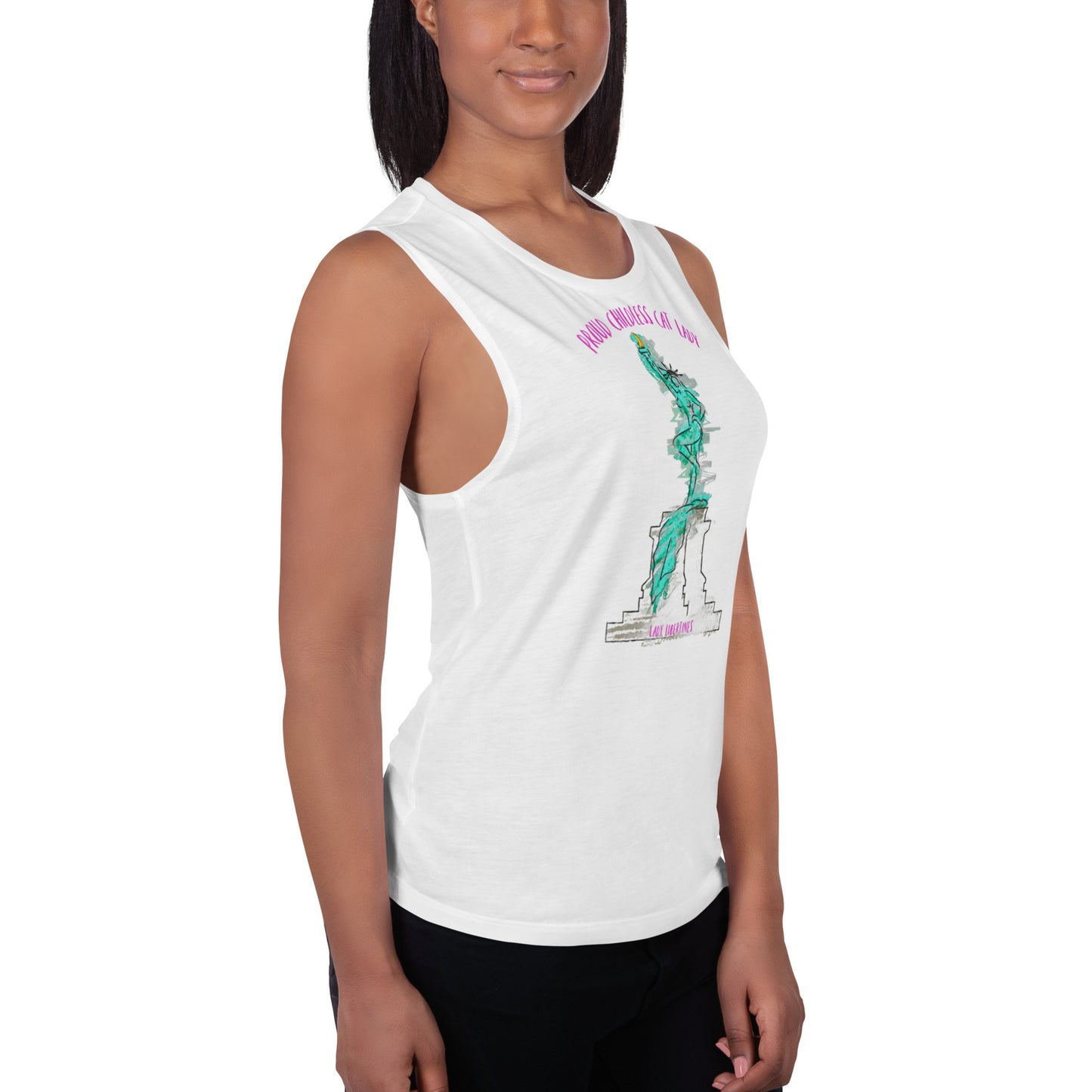 Proud Childless Cat Lady Ladies’ Muscle Tank